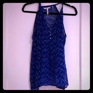 Anthro Deep Blue Sheer Top